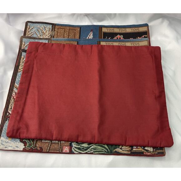 4 Tapestry Placemats Santa Elf Toys Gifts Christmas Holiday 17x13 Read - Picture 3 of 8
